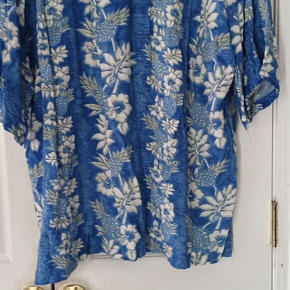 Coconut beach blue white button down casual Hawaiian print shirt Sz XXL EUC - Picture 5 of 7